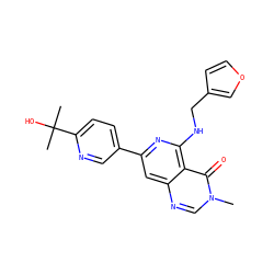 Cn1cnc2cc(-c3ccc(C(C)(C)O)nc3)nc(NCc3ccoc3)c2c1=O ZINC000115624980