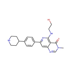 Cn1cnc2cc(-c3ccc(C4CCNCC4)cc3)nc(NCCO)c2c1=O ZINC000143363979