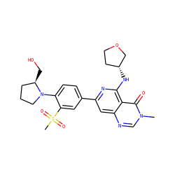 Cn1cnc2cc(-c3ccc(N4CCC[C@H]4CO)c(S(C)(=O)=O)c3)nc(N[C@@H]3CCOC3)c2c1=O ZINC000115625935
