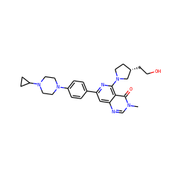 Cn1cnc2cc(-c3ccc(N4CCN(C5CC5)CC4)cc3)nc(N3CC[C@H](CCO)C3)c2c1=O ZINC000115626601