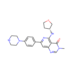 Cn1cnc2cc(-c3ccc(N4CCNCC4)cc3)nc(N[C@@H]3CCOC3)c2c1=O ZINC000115621973