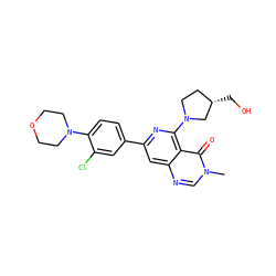 Cn1cnc2cc(-c3ccc(N4CCOCC4)c(Cl)c3)nc(N3CC[C@H](CO)C3)c2c1=O ZINC000115624696