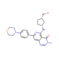 Cn1cnc2cc(-c3ccc(N4CCOCC4)cc3)nc(N[C@@H]3CC[C@H](CO)C3)c2c1=O ZINC000143439782