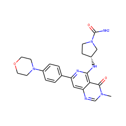 Cn1cnc2cc(-c3ccc(N4CCOCC4)cc3)nc(N[C@@H]3CCN(C(N)=O)C3)c2c1=O ZINC000115622318