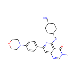 Cn1cnc2cc(-c3ccc(N4CCOCC4)cc3)nc(N[C@H]3CC[C@@H](N)CC3)c2c1=O ZINC000144802992