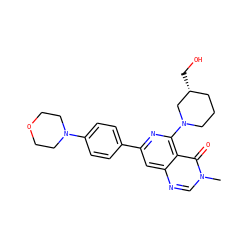 Cn1cnc2cc(-c3ccc(N4CCOCC4)cc3)nc(N3CCC[C@@H](CO)C3)c2c1=O ZINC000115626732