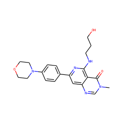 Cn1cnc2cc(-c3ccc(N4CCOCC4)cc3)nc(NCCCO)c2c1=O ZINC000115626018