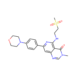 Cn1cnc2cc(-c3ccc(N4CCOCC4)cc3)nc(NCCS(C)(=O)=O)c2c1=O ZINC000115624331