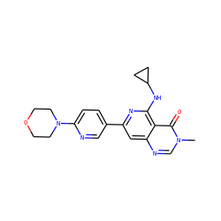 Cn1cnc2cc(-c3ccc(N4CCOCC4)nc3)nc(NC3CC3)c2c1=O ZINC000115624160