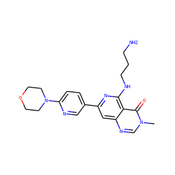 Cn1cnc2cc(-c3ccc(N4CCOCC4)nc3)nc(NCCCN)c2c1=O ZINC000115625946