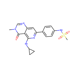 Cn1cnc2cc(-c3ccc(NS(C)(=O)=O)cc3)nc(NC3CC3)c2c1=O ZINC000115625296
