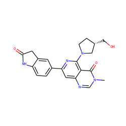 Cn1cnc2cc(-c3ccc4c(c3)CC(=O)N4)nc(N3CC[C@H](CO)C3)c2c1=O ZINC000115625893