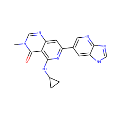 Cn1cnc2cc(-c3cnc4nc[nH]c4c3)nc(NC3CC3)c2c1=O ZINC000115622720