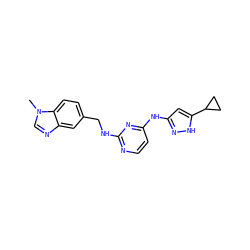 Cn1cnc2cc(CNc3nccc(Nc4cc(C5CC5)[nH]n4)n3)ccc21 ZINC000473165278