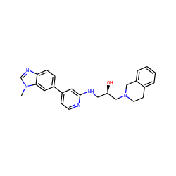 Cn1cnc2ccc(-c3ccnc(NC[C@@H](O)CN4CCc5ccccc5C4)c3)cc21 ZINC000218392575