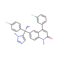 Cn1cncc1[C@@](N)(c1ccc(Cl)cc1)c1ccc2c(c1)c(-c1cccc(Cl)c1)cc(=O)n2C ZINC000024809155
