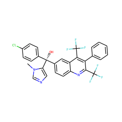 Cn1cncc1[C@@](O)(c1ccc(Cl)cc1)c1ccc2nc(C(F)(F)F)c(-c3ccccc3)c(C(F)(F)F)c2c1 ZINC000217341961