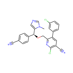 Cn1cncc1[C@@H](OCc1nc(Cl)c(C#N)cc1-c1cccc(Cl)c1)c1ccc(C#N)cc1 ZINC000013489606
