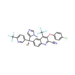 Cn1cncc1[C@](O)(c1ccc(C(F)(F)F)nc1)c1ccc2nc(C#N)c(Oc3ccc(Cl)cc3)c(C(F)(F)F)c2c1 ZINC000219801140