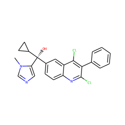 Cn1cncc1[C@](O)(c1ccc2nc(Cl)c(-c3ccccc3)c(Cl)c2c1)C1CC1 ZINC001772611281