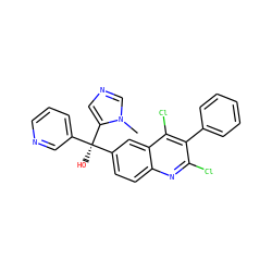 Cn1cncc1[C@](O)(c1cccnc1)c1ccc2nc(Cl)c(-c3ccccc3)c(Cl)c2c1 ZINC000219630154