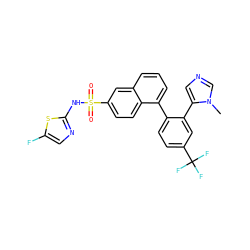 Cn1cncc1-c1cc(C(F)(F)F)ccc1-c1cccc2cc(S(=O)(=O)Nc3ncc(F)s3)ccc12 ZINC000225117763