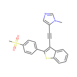 Cn1cncc1C#Cc1c(-c2ccc(S(C)(=O)=O)cc2)sc2ccccc12 ZINC000061948034