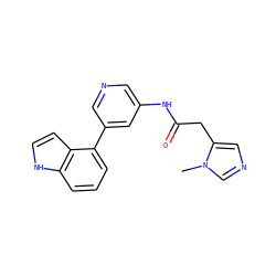 Cn1cncc1CC(=O)Nc1cncc(-c2cccc3[nH]ccc23)c1 ZINC000299850935