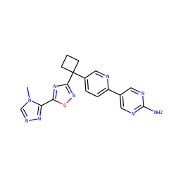Cn1cnnc1-c1nc(C2(c3ccc(-c4cnc(N)nc4)nc3)CCC2)no1 ZINC000096175441