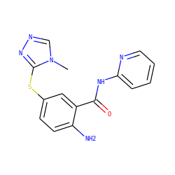 Cn1cnnc1Sc1ccc(N)c(C(=O)Nc2ccccn2)c1 ZINC000040833923