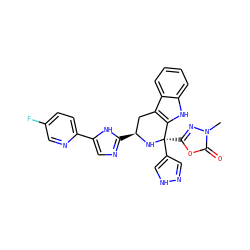 Cn1nc([C@]2(c3cn[nH]c3)N[C@@H](c3ncc(-c4ccc(F)cn4)[nH]3)Cc3c2[nH]c2ccccc32)oc1=O ZINC000473128351