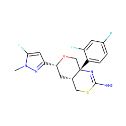 Cn1nc([C@H]2C[C@H]3CSC(N)=N[C@@]3(c3ccc(F)cc3F)CO2)cc1F ZINC000169708463
