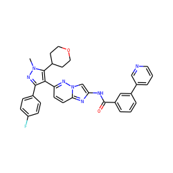 Cn1nc(-c2ccc(F)cc2)c(-c2ccc3nc(NC(=O)c4cccc(-c5cccnc5)c4)cn3n2)c1C1CCOCC1 ZINC001772624438