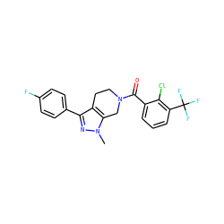 Cn1nc(-c2ccc(F)cc2)c2c1CN(C(=O)c1cccc(C(F)(F)F)c1Cl)CC2 ZINC000225993173