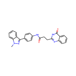 Cn1nc(-c2ccc(NC(=O)CCc3nc4ccccc4c(=O)[nH]3)cc2)c2ccccc21 ZINC000103254100