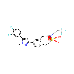 Cn1nc(-c2ccc3c(c2)C[C@H]2CC[C@@H](C3)[C@]23CN(CC(F)(F)F)S(=O)(=O)N3)cc1-c1ccc(F)c(F)c1 ZINC000044416802