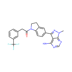 Cn1nc(-c2ccc3c(c2)CCN3C(=O)Cc2cccc(C(F)(F)F)c2)c2c(N)ncnc21 ZINC000114737120