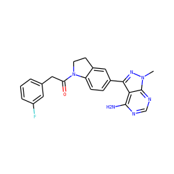Cn1nc(-c2ccc3c(c2)CCN3C(=O)Cc2cccc(F)c2)c2c(N)ncnc21 ZINC000114737374