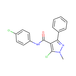 Cn1nc(-c2ccccc2)c(C(=O)Nc2ccc(Cl)cc2)c1Cl ZINC000001389107