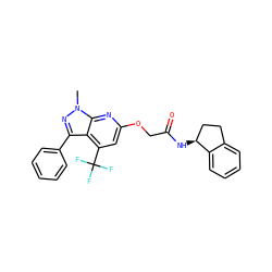 Cn1nc(-c2ccccc2)c2c(C(F)(F)F)cc(OCC(=O)N[C@H]3CCc4ccccc43)nc21 ZINC000117510018