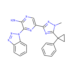 Cn1nc(-c2cnc(N)c(-n3nnc4ccccc43)n2)nc1C1(c2ccccc2)CC1 ZINC001772621301