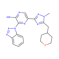 Cn1nc(-c2cnc(N)c(-n3nnc4ccccc43)n2)nc1CC1CCOCC1 ZINC001772630069