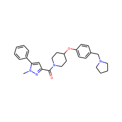 Cn1nc(C(=O)N2CCC(Oc3ccc(CN4CCCC4)cc3)CC2)cc1-c1ccccc1 ZINC000653735515