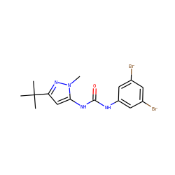 Cn1nc(C(C)(C)C)cc1NC(=O)Nc1cc(Br)cc(Br)c1 ZINC000003834006