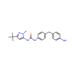 Cn1nc(C(C)(C)C)cc1NC(=O)Nc1ccc(Cc2ccc(N)cc2)cc1 ZINC000013442538