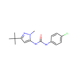 Cn1nc(C(C)(C)C)cc1NC(=O)Nc1ccc(Cl)cc1 ZINC000000165878