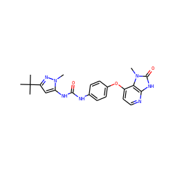 Cn1nc(C(C)(C)C)cc1NC(=O)Nc1ccc(Oc2ccnc3[nH]c(=O)n(C)c23)cc1 ZINC000049124856