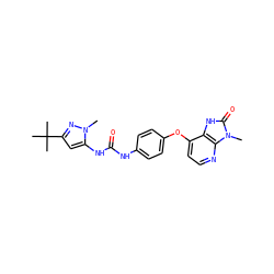Cn1nc(C(C)(C)C)cc1NC(=O)Nc1ccc(Oc2ccnc3c2[nH]c(=O)n3C)cc1 ZINC000049087815