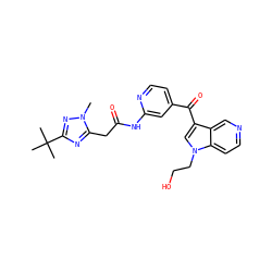 Cn1nc(C(C)(C)C)nc1CC(=O)Nc1cc(C(=O)c2cn(CCO)c3ccncc23)ccn1 ZINC001772576037