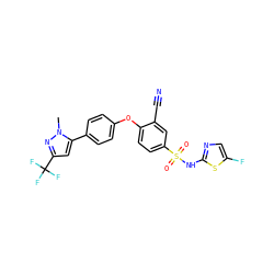 Cn1nc(C(F)(F)F)cc1-c1ccc(Oc2ccc(S(=O)(=O)Nc3ncc(F)s3)cc2C#N)cc1 ZINC000095581590
